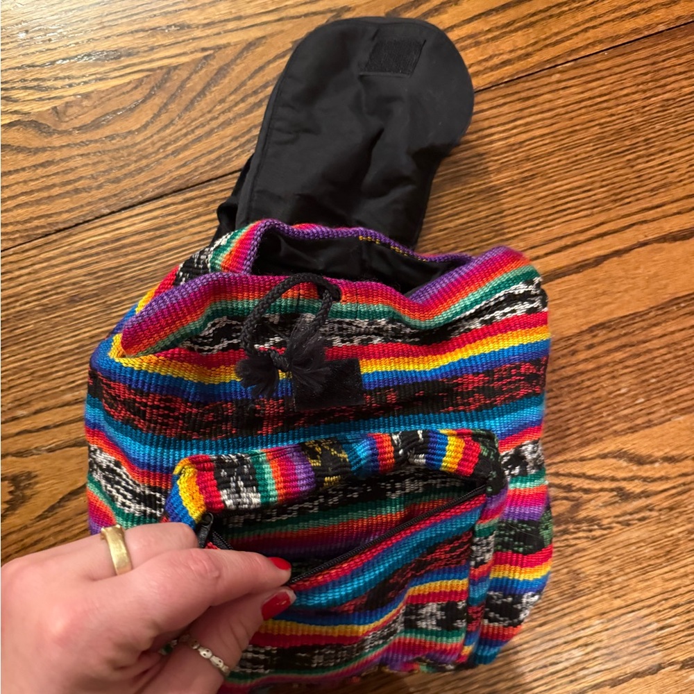 Guatemalan Woven Colorful Packpack - Picture 2 of 5